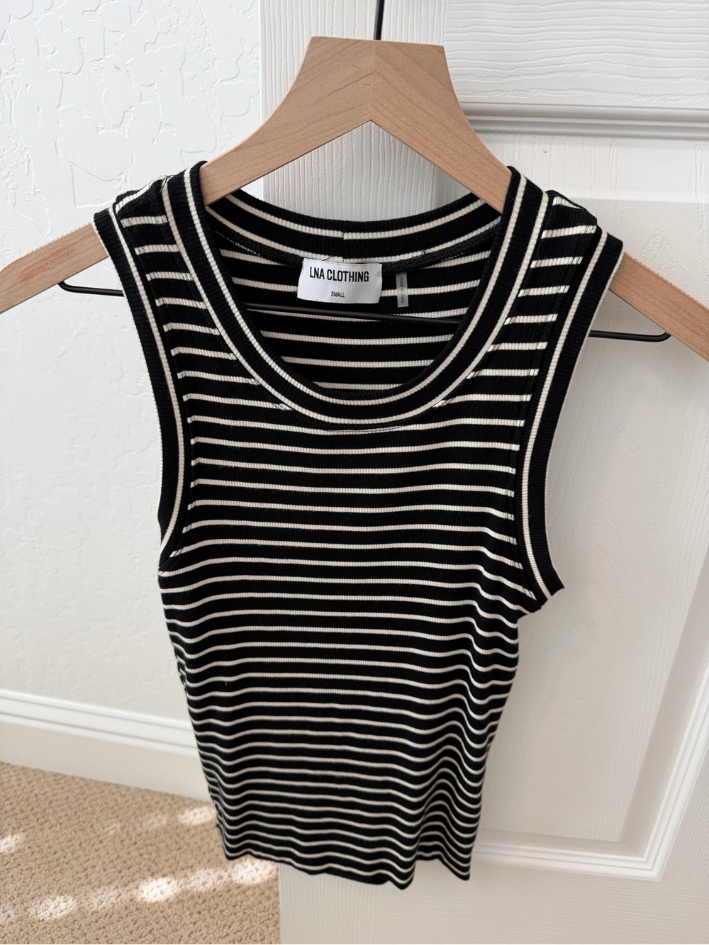 LNA Jones Tank x Evereve Black & White Striped Ribbed Tank Top